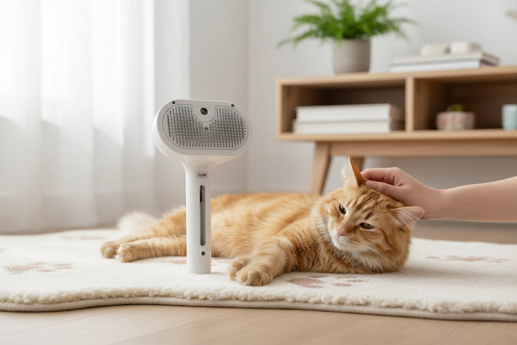 Brosse de Toilettage Autonettoyante avec Humidificateur – CalmBrush™